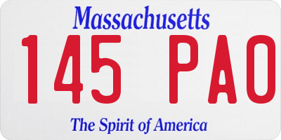 MA license plate 145PA0