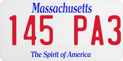 MA license plate 145PA3
