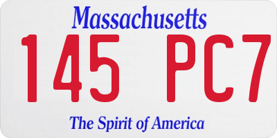 MA license plate 145PC7