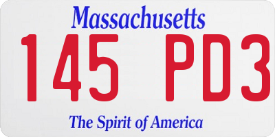 MA license plate 145PD3