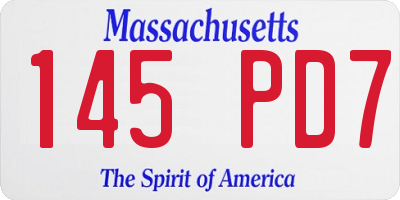 MA license plate 145PD7