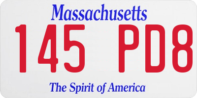 MA license plate 145PD8