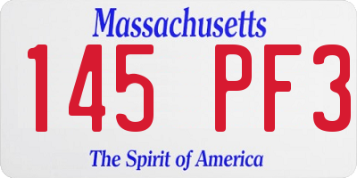 MA license plate 145PF3
