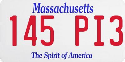 MA license plate 145PI3