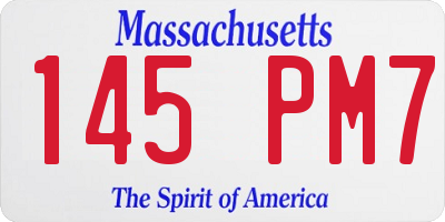 MA license plate 145PM7