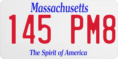 MA license plate 145PM8