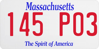 MA license plate 145PO3