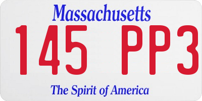 MA license plate 145PP3