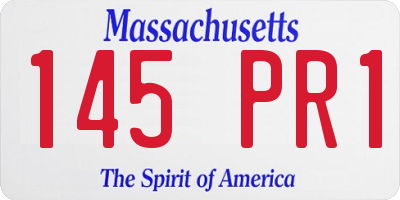 MA license plate 145PR1