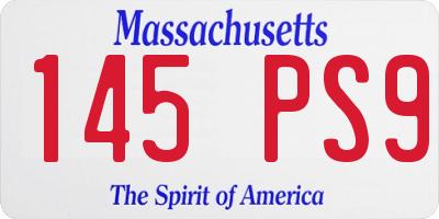 MA license plate 145PS9