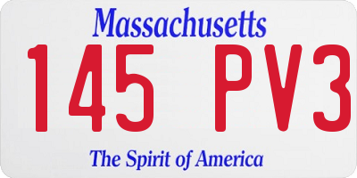 MA license plate 145PV3