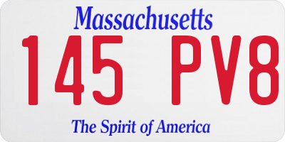 MA license plate 145PV8