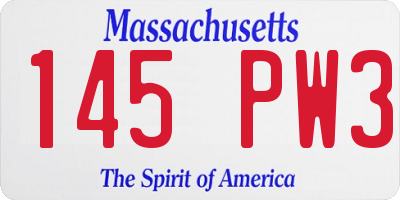 MA license plate 145PW3