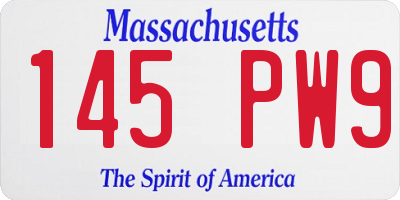 MA license plate 145PW9