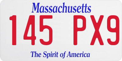 MA license plate 145PX9