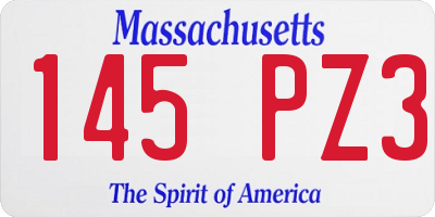 MA license plate 145PZ3