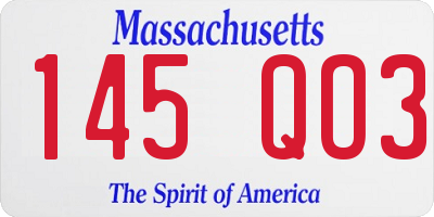 MA license plate 145QO3