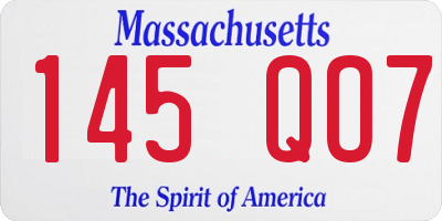 MA license plate 145QO7