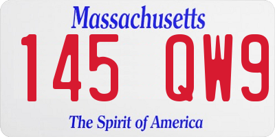 MA license plate 145QW9