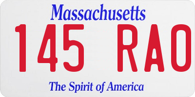 MA license plate 145RA0