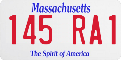 MA license plate 145RA1