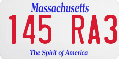 MA license plate 145RA3