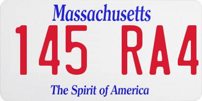 MA license plate 145RA4