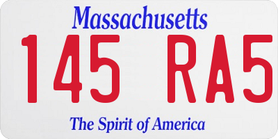MA license plate 145RA5