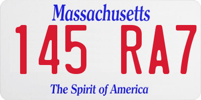 MA license plate 145RA7