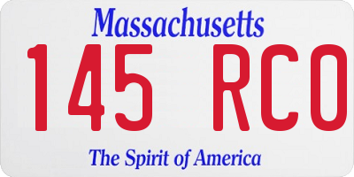 MA license plate 145RC0