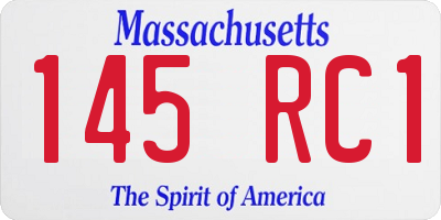 MA license plate 145RC1