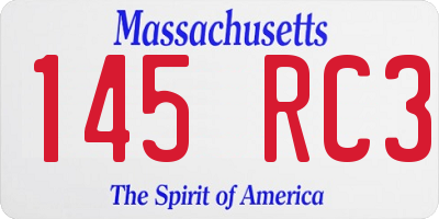 MA license plate 145RC3