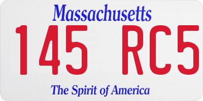 MA license plate 145RC5
