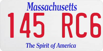 MA license plate 145RC6