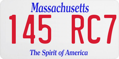 MA license plate 145RC7