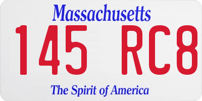 MA license plate 145RC8