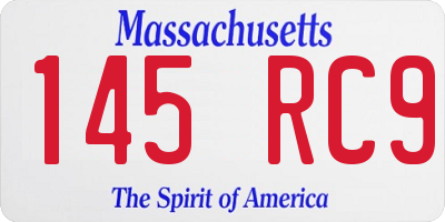 MA license plate 145RC9