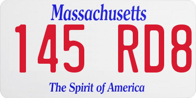 MA license plate 145RD8