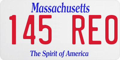 MA license plate 145RE0