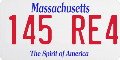 MA license plate 145RE4