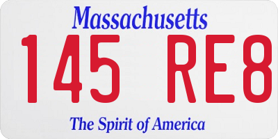 MA license plate 145RE8