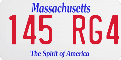MA license plate 145RG4