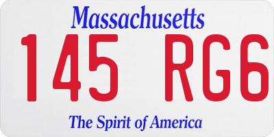 MA license plate 145RG6