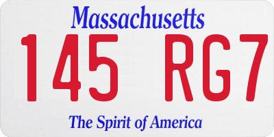 MA license plate 145RG7