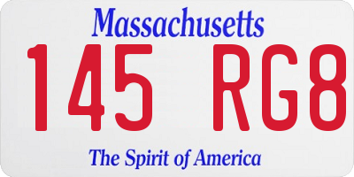 MA license plate 145RG8