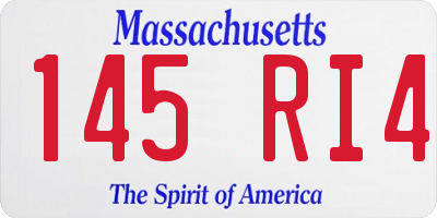 MA license plate 145RI4
