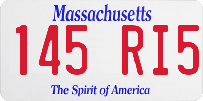 MA license plate 145RI5