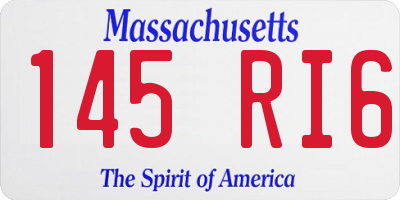 MA license plate 145RI6