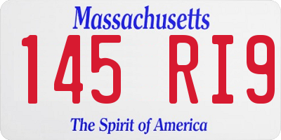 MA license plate 145RI9