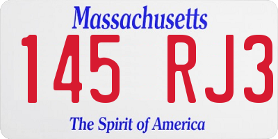 MA license plate 145RJ3